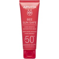 Apivita Bee Sun Safe Hydra Sensitive Soothing Face Cream Spf50+ Light Texture 50ml - Καταπραϋντική Κρέμα Προσώπου Ελαφριάς Υφής, Πολύ Υψηλής Αντηλιακής Προστασίας για Ευαίσθητες Επιδερμίδες με Χαμομήλι & Πρόπολη