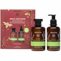 Apivita Πακέτο Προσφοράς Jingle your Mood Tonic Mountain Tea Shower Gel with Essential Oils 250ml & Moisturizing Body Milk 200ml σε Ειδική Τιμή - Αφρόλουτρο με Αιθέρια Έλαια για Τόνωση της Διάθεσης & Ενυδατικό Γαλάκτωμα Σώματος με Ελληνικό Τσάι του Βουνού για Αντιοξειδωτική Προστασία