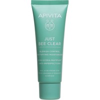 Apivita Just Bee Clear Blemish Control Mattifying Moisturizer 40ml - Ενυδατική Κρέμα Κατά των Ατελειών που Ρυθμίζει τη Λιπαρότητα & Χαρίζει Ματ Αποτέλεσα για Δέρμα με Τάση για Ακμή