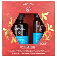 Apivita Promo Hydration Moisturizing Shampoo 250ml & Moisturizing Leave In Conditioner 100ml - Σαμπουάν Ενυδάτωσης με Ιαλουρονικό Οξύ & Αλόη & Κρέμα Μαλλιών Ενυδάτωσης Χωρίς Ξέβγαλμα με Υαλουρονικό Οξύ & Αλόη