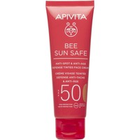 Apivita Bee Sun Safe Anti-Spot & Anti-Age Defence Face Cream Spf50 Golden 50ml - Αντηλιακή Κρέμα Προσώπου Κατά των Πανάδων & των Ρυτίδων, Υψηλής Προστασίας με Χρώμα