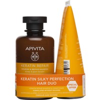 Apivita Promo Keratin Repair Nourishing Shampoo 250ml & Conditioner 150ml - Σαμπουάν Θρέψης & Επανόρθωσης για Ξηρά & Ταλαιπωρημένα Μαλλιά με Μέλι & Φυτική Κερατίνη & Μαλακτική Κρέμα Θρέψης & Επανόρθωσης