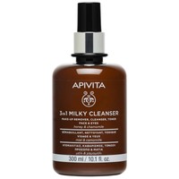 Apivita 3in1 Milky Cleanser With Honey & Chamomile 300ml - Ντεμακιγιάζ, Καθαρισμός & Τόνωση για Πρόσωπο & Μάτια με Μέλι & Χαμομήλι