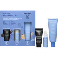 Apivita Promo Aqua Beelicious Healthy Glow Spf30 Tinted Hydrating Fluid Cream 40ml & Δώρο Refreshing Hydrating Face Booster 10ml & Δώρο Black Detox Cleansing Jelly 15ml - Λεπτόρρευστη Κρέμα Προσώπου Ενυδάτωσης για Φυσική Λάμψη Υψηλής Προστασίας με Χρώμα & Ορός Προσώπου για Αναζωογόνηση & Ενυδάτωση & Μαύρο Gel Καθαρισμού για Πρόσωπο & Μάτια με Ενεργό Άνθρακα