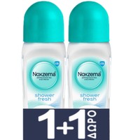 Noxzema Promo Shower Fresh Roll On Clean and Fresh 100ml (2x50ml) - Γυναικείο Αποσμητικό με Άρωμα Φρεσκάδας & Αίσθηση Αναζωογόνησης