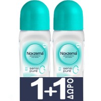 Noxzema Promo Sensi Pure Roll On 100ml (2x50ml) - Γυναικείο Αποσμητικό Χωρίς Άλατα Αλουμινίου με 48ωρη Προστασία Κατά της Κακοσμίας