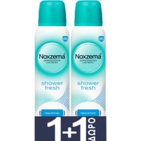 Noxzema Promo Shower Fresh Antiperspirant Spray 300ml (2x150ml) - Γυναικείο Αντιιδρωτικό Αποσμητικό Σπρέι με Άρωμα Φρεσκάδας & Αίσθηση Αναζωογόνησης για 48ωρη Προστασία