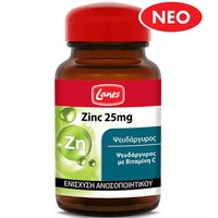 Lanes Zinc 25mg Food Supplement 30caps - Συμπλήρωμα Διατροφής με Ψευδάργυρο & Βιταμίνη C για την Ενίσχυση του Ανοσοποιητικού