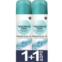 Noxzema Men Promo Minerals Dry Force Deodorant Spray 300ml (2x150ml) - Ανδρικό Αντιιδρωτικό με Πολύτιμα Ιχνοστοιχεία για 48ωρη Προστασία