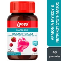 Lanes Gummy Calm 40 Ζελεδάκια - Συμπλήρωμα Διατροφής με Μαγνήσιο & Βιταμίνες Β6 & Β12 για τη Φυσιολογική Λειτουργία των Μυών, Νευρικού & Ψυχολογικού Συστήματος με Γεύση Βατόμουρο