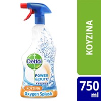 Dettol Power & Pure Oxygen Splash Spray 750ml - Καθαριστικό Spray Κουζίνας με Ενεργό Οξυγόνο Ιδανικό για την Αντιμετώπιση των Δύσκολων Εργασιών Καθαρισμού της Κουζίνας