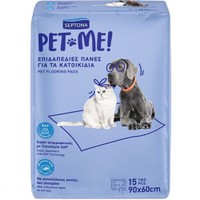 Septona Pet Me Flooring Pads 90x60cm, 15 Τεμάχια - Υπέρ Απορροφητικές Επιδαπέδιες Πάνες για Κατοικίδια με Αυτοκόλλητες Ταινίες Κατά της Ολίσθησης