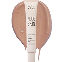 Mon Reve Nude Skin Normal to Combination Skin Matte Finish Spf20 Tinted Cream 30ml - No 102 Medium - Κρέμα Προσώπου με Χρώμα Μεσαίας Προστασίας που Εξομοιώνει τον Τόνο του Δέρματος & Καλύπτει Ελαφρές Ατέλειες