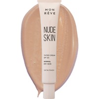 Mon Reve Nude Skin Normal to Dry Skin Satin Finish Spf20 Tinted Cream 30ml - No 102 Medium - Κρέμα Προσώπου με Χρώμα Μεσαίας Προστασίας που Εξομοιώνει τον Τόνο του Δέρματος & Καλύπτει Ελαφρές Ατέλειες