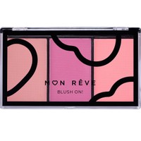 Mon Reve Blush On! Trio Palette 3 x 3,3g - No 3 Plum - Τριπλή Παλέτα Ρουζ