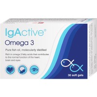 IgActive Omega 3, 30 Softgels - Συμπλήρωμα Διατροφής Πλούσιο σε Ωμέγα 3 Λιπαρά Οξέα για τη Φυσιολογική Λειτουργία της Καρδιάς, του Εγκεφάλου & της Όρασης