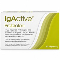 IgActive Probiolon 30caps - Συμπλήρωμα Διατροφής Ισορροπημένου Συνδυασμού Επτά Επιλεγμένων Στελεχών Ζώντων Φιλικών Μικροοργανισμών (Προβιοτικά) σε Συνδυασμό με Φουκτο-ολιγοσακχαρίτες (Πρεβιοτικά) για την Βέλτιστη Λειτουργία του Εντέρου