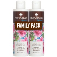 Messinian Spa Promo Shea Butter & Orange & Vanilla Orchid & Blueberry Shower Gel 600ml (2x300ml) - Ενυδατικό Αφρόλουτρο με Άρωμα Πορτοκάλι & Βανίλια Ορχιδέα & Μύρτιλο για Καθημερινή Χρήση