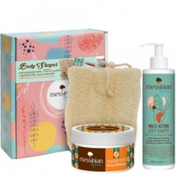 Messinian Spa Promo Multi Action Slimming & Firming Body Shaper 250ml & Apricot & Mango Sugar Body Scrub 250ml & Δώρο Φυσικό Σφουγγάρι Λούφα Καλύμνου - Αδυνατιστική Κρέμα με Φυσική Καφεΐνη για Σφριγηλό Δέρμα & Απολεπιστικό Σώματος για Ενυδάτωση & Τόνωση της Ξηρής Επιδερμίδας με Φρούτωδες Άρωμα