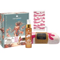 Messinian Spa Promo Golden Glow Shimmering Hair & Body Mist 100ml & Hammam Towel Pink Corals 1 Τεμάχιο - Mist για Σώμα & Μαλλιά με Άρωμα Καρύδα, Ηλιοτρόπιο & Βανίλια με Χρυσή Σκόνη για Αστραφτερή Λάμψη