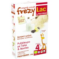 Frezyderm Frezylac Bio Cereal Ρυζάλευρο με Γάλα & Βανίλια 200gr - Βιολογική Κρέμα για Βρέφη Μετά τον 4ο Μήνα, με Προβιοτικά Bifidus