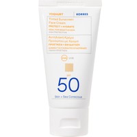 Korres Yoghurt Tinted Sunscreen Face Cream Spf50, 50ml - Αντηλιακή Κρέμα Προσώπου με Χρώμα Υψηλής Προστασίας για Άμεση Ενυδάτωση, Κατάλληλο για Ευαίσθητες Επιδερμίδες