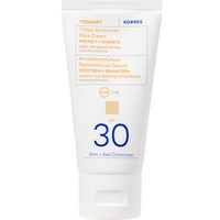 Korres Yoghurt Tinted Sunscreen Face Cream Spf30, 50ml - Αντηλιακή Κρέμα Προσώπου με Χρώμα Υψηλής Προστασίας για Άμεση Ενυδάτωση, Κατάλληλο για Ευαίσθητες Επιδερμίδες