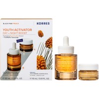 Korres Promo Black Pine Primus 6xHA Wrinkle Smoothing Youth Activator Booster 30ml & Δώρο Youth Renewal Sleeping Facial Cream 15ml - Ορός Προσώπου για Λείανση των Λεπτών Γραμμών - Ρυτίδων, Κατάλληλος για Όλους τους Τύπους Επιδερμίδας & Κρέμα Προσώπου Νυχτός για Λείανση των Ρυτίδων & Ελαστικότητα, Κατάλληλη για Όλους τους Τύπους Επιδερμίδας