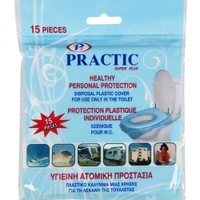 Practic Toilet Protection Cover 15 Τεμάχια - Πλαστικό Κάλυμμα Μίας Χρήσης Λεκάνης Τουαλέτας για Ασφάλεια & Υγιεινή