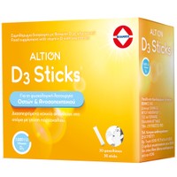 Altion D3 Sticks 30 Sachets - Συμπλήρωμα Διατροφής Βιταμίνης D3 για τη Φυσιολογική Λειτουργία των Οστών & του Ανοσοποιητικού σε Διασπειρόμενα Κοκκία Απευθείας στο Στόμα με Γεύση Πορτοκάλι