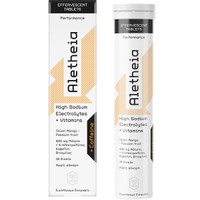 Vican Aletheia High Sodium Electrolytes + Vitamins + Caffeine 18 Effer.tabs - Συμπλήρωμα Διατροφής Ηλεκτρολυτών & Βιταμινών με Καφεΐνη για Ενυδάτωση, Ενέργεια & Αναπλήρωση Θρεπτικών Συστατικών με Γεύση Mango - Passion Fruit