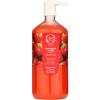 Fresh Line Fresh Bar Strawberry & Milk Shower Gel Strawberry Cream Shortcake 1Lt - Αρωματικό & Φρουτένιο Αφρόλουτρο Σώματος Φυσικής Σύνθεσης με Φράουλα & Γάλα