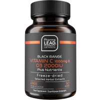 Pharmalead Black Range Vitamin C 1000mg & Vitamin D3 2000IU 30tabs - Συμπλήρωμα Διατροφής Βιταμίνης C, D3 & Εκχυλίσματος Βοτάνων για την Ενίσχυση του Ανοσοποιητικού, Μείωση της Κόπωσης & Αντιοξειδωτική Δράση