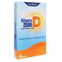 Quest Vitamin D3 2500iu 62.5μg 60tabs - Συμπλήρωμα Διατροφής με Βιταμίνη D για Υποστήριξη του Ανοσοποιητικού, των Οστών, των Μυών & των Δοντιών