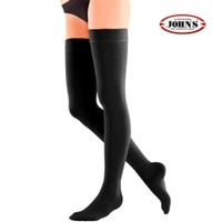 John's Elastic Thigh High Support Stockings 140 Den 19-22mmHg Size 3 Κωδ 214545, 1 Ζευγάρι - Black - Θεραπευτικές Κάλτσες Φλεβίτιδος Ριζομηρίου Διαβαθμισμένης Συμπίεσης σε Μαύρο Χρώμα