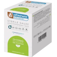 AlfaShield Gauze 7.5x7.5cm 8ply 100 Τεμάχια - Αποστειρωμένο Πλεκτό Επίθεμα Γάζας 8 Στρώσεων