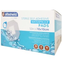 AlfaShield Sterile Self-Adhesive Waterproof Pads 50 Τεμάχια - 10x10cm - Αδιάβροχα Αποστειρωμένα Αυτοκόλλητα Επιθέματα Ανθεκτικά στο Νερό