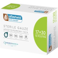 AlfaShield Alfa Gauze Sterile 17x30cm 12 Τεμάχια - Αποστειρωμένη Γάζα με Υδρόφιλο Βαμβάκι