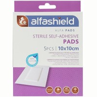 AlfaShield Sterile Self-Adhesive Pads 5 Τεμάχια - 10x10cm - Αποστειρωμένα Αυτοκόλλητα Επιθέματα