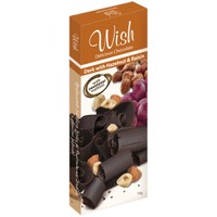 Wish Delicious Dark Chocolate with Hazelnut & Raisin 75g - Αυθεντική Σοκολάτα Υγείας με Φουντούκι & Σταφίδες Χωρίς Προσθήκη Ζάχαρης