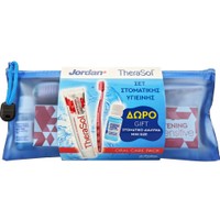 TheraSol Jordan Promo Oral Hygiene Set with Jordan Ultralite Toothbrush Soft Lila, 1 Τεμάχιο & TheraSol Whitening & Sensitive Toothpaste 75ml & TheraSol Solution Mouthwash Mint Flavour 15ml - Μαλακή Οδοντόβουρτσα για Βαθύ Καθαρισμό με Εξαιρετικά Λεπτές Ίνες & Λευκαντική Οδοντόκρεμα για Ευαίσθητα Δόντια & Προστασία από την Οδοντική Μικροβιακή Πλάκα & Αντιμικροβιακό Στοματικό Διάλυμα Κατά της Οδοντικής Πλάκας