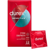 Durex Sensitive Tight Fit 12 Τεμάχια - Λεπτά Προφυλακτικά με Στενή Εφαρμογή