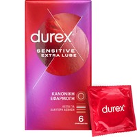 Durex Sensitive Extra Lube Condoms 6 Τεμάχια - Λεπτά Προφυλακτικά με Επιπλέον Λιπαντικό για Καλύτερη Αίσθηση