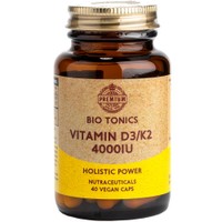 Bio Tonics Vitamin D3 4000IU & K2 90μg 40veg.caps - Συμπλήρωμα Διατροφής Βιταμίνης D3 & K2 για Μέγιστη Απορρόφηση για την Καλή Υγεία Οστών, Δοντιών, Ανοσοποιητικού & Ατμοποίησης