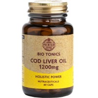 Bio Tonics Cod Liver Oil 1200mg 40caps - Συμπλήρωμα Διατροφής Μουρουνέλαιου Πλούσιο σε Ωμέγα 3 Λιπαρά Οξέα για τη Σωστή Λειτουργία της Καρδιάς, του Εγκεφάλου & της Όρασης