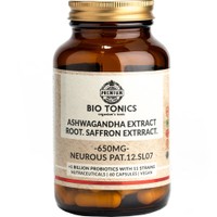 Bio Tonics Ashwagandha & Root Saffron Extract 60caps - Συμπλήρωμα Διατροφής Εκχυλίσματος των Βοτάνων Ασβαγκάντας, Κρόκου & Ροδιόλας για Καλύτερη Διαχείριση του Άγχους & Ενίσχυση της Διάθεσης με Φυσικό Τρόπο