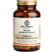 Bio Tonics Folate 1200μg 90caps - Συμπλήρωμα Διατροφής Φολικού Οξέος ως Μεθυλοφολικό Οξύ για Μέγιστη Απορρόφηση σε Συνδυασμό με Προβιοτικά Στελέχη για την Υποστήριξη της Υγιούς Ανάπτυξης του Μητρικού Ιστού Κατά την Εγκυμοσύνη