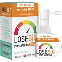 Amhes Pharma Losebig Stop Snacking Diet Oral Spray 30ml - Συμπλήρωμα Διατροφής σε Μορφή Spray με Χρώμιο & Εκχυλίσματα Βοτάνων για Έλεγχο της Όρεξης, Κατά του Τσιμπολογήματος & Απώλεια Βάρους με Γεύση Γκρέιπφρουτ