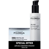 Filorga Promo NCEF-Revitalize Firming Polyrevitalizing Cream 50ml & Δώρο Skin-Prep AHA Cleansing Gel 150ml - Αναζωογονητική Αντιγηραντική Κρέμα για πιο Λεία, Ομοιόμορφη & Λαμπερή Επιδερμίδα & Gel Καθαρισμού Προσώπου που Αφαιρεί Υπολείμματα & Λειαίνει, για Μικτές Έως Λιπαρές Επιδερμίδες