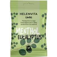 Helenvita Menthol & Eucalyptus Sore Throat & Cough Candies 20 Τεμάχια - Συμπλήρωμα Διατροφής με Βιταμίνη C & Εκχύλισμα Βοτάνων για Ενίσχυση του Ανοσοποιητικού, Αντιμετώπιση του Ερεθισμένου Λαιμού & Ανακούφιση από το Βήχα με Γεύση Μέντα Ευκάλυπτο